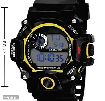 Acnos Brand - A Digital Watch with LED Shockproof Multi-Functional Automatic Yellow Boader Black Waterproof Digital Sports Watch for Men's Kids Watch for Boys - Watch for Men Pack of 2-thumb5