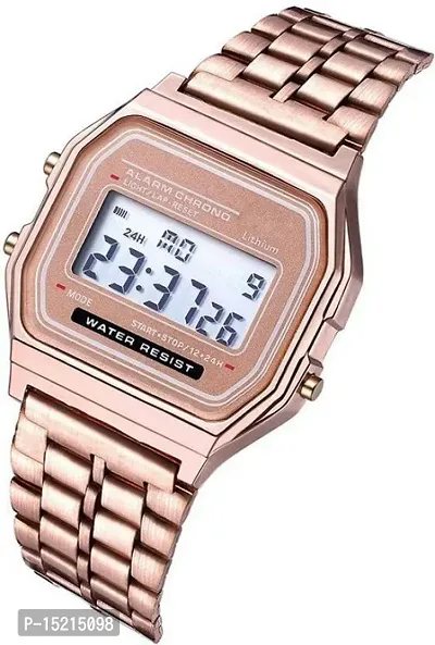 Stylish Golden Stainless Steel Digital Watches For Men-thumb2