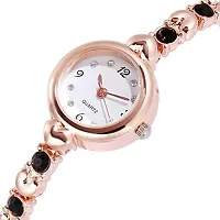 Acnos Women's Rosegold Heart Shape Round Dial Black Diamond with Silver Bracelet Super Quality Analog Watch, Pack of 2-thumb4