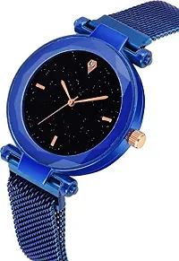 Acnos 4 Point Blue and Black Color with Trending Magnetic Analogue Metal Strap Watches for Girl's and Women's Pack of - 2(P-170-200)-thumb1