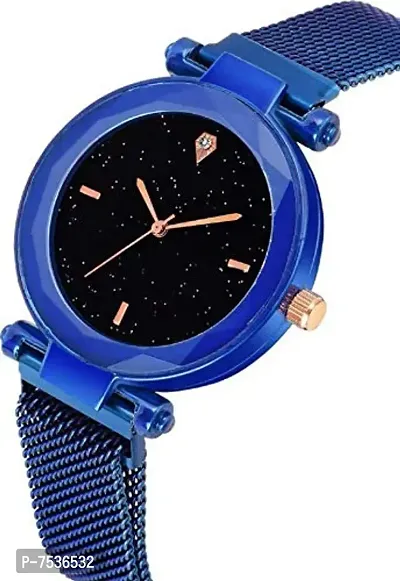 Acnos 4 Point Blue and Black Color with Trending Magnetic Analogue Metal Strap Watches for Girl's and Women's Pack of - 2(P-170-200)-thumb2