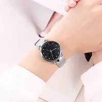 Acnos Brand - A Watch Analogue Plain Black Dial Silver Magnet Watch with Gift Bracelet for Women or Girls and Watch for Girl or Women (Combo of 3)-thumb4