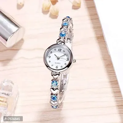 Acnos Silver Heart Shape Round dial Blue Diamond with Silver Bracelet Super Quality Watch for Girls and Watch for Women Pack of - 2 Gift for Special FASTIVAL Offer-thumb4