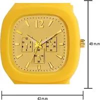 Stylish Yellow Silicone Analog Watches For Men Pack Of 2-thumb2