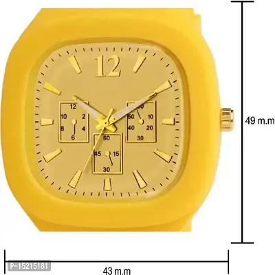 Stylish Yellow Silicone Analog Watches For Men Pack Of 2-thumb3