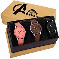 Acnos Analogue Multicolour Dial Women's Watch; Combo Pack of 3-thumb1