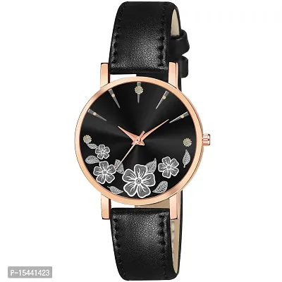 Acnos Analog Women's Watch (Black Dial Black Colored Strap)