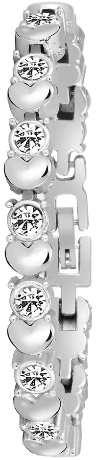 Acnos Brand - Analogue Women's Watch for Women with Heart shap bracelete for Girl's or Women (Black Dial Silver Colored Strap) Pack of 2 Valentine SPACIAL-thumb1