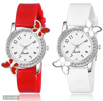 Stylish Multicoloured Silicone Analog Watches For Women Pack Of 2