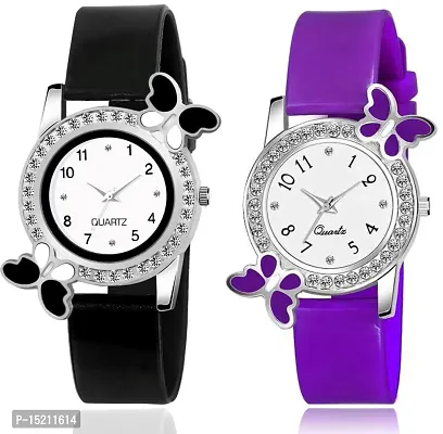 Stylish Multicoloured Silicone Analog Watches For Women Pack Of 2
