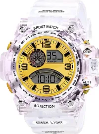 Acnos Brand - A Digital Watch Square LED Shockproof Multi-Functional Automatic Yellow Dial White Strap Waterproof Digital Sports Watch for Men's Kids Watch for Boys - Watch for Men Pack of 2-thumb2