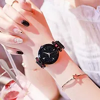 Acnos Hours 3,6,9 Represents Line and 12 Represent Diamond Black 21st Century Magnet Analog Watch for Girls and Women(MGNT-Black)-thumb4