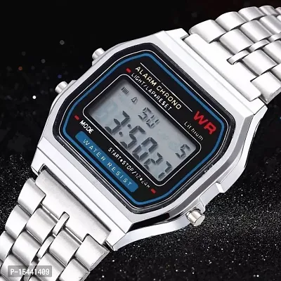 Acnos Brand 2 Combo Digital Silver Vintage Square Dial Unisex Water Resist Watch for Men Women Pack Of 2 (WR70)-thumb2