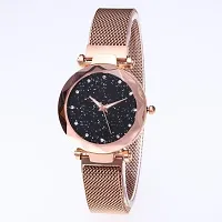 Acnos Black Round Diamond Dial with Latest Generation Rosegold Magnet Belt Analogue Watch for Women Pack of - 1 (DM-ROSEGOLD17)-thumb1