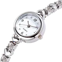 Acnos Silver Heart Shape Round dial Diamond with Bracelet Super Quality Analog Watch for Women (White, Silver) Pack of 2-thumb4