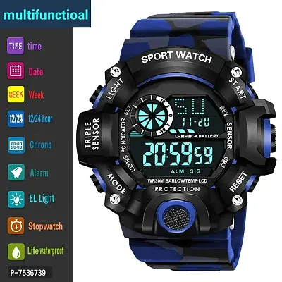 Acnos Brand - A Digital Watch Shockproof Multi-Functional Automatic Blue Color Army Strap Waterproof Digital Sports Watch for Men's Kids Watch for Boys Watch for Men Pack of 1-thumb3