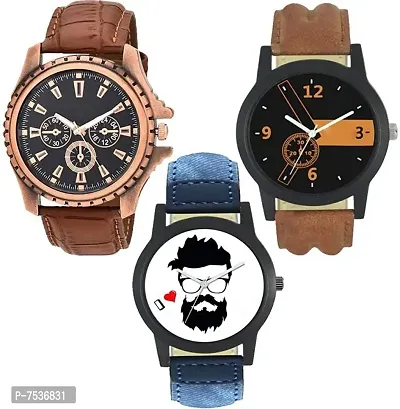 Acnos Special Super Quality Analog Watches Combo Look Like Handsome for Boys and Mens Pack of - 3(MIN-FX07-L01)-thumb0