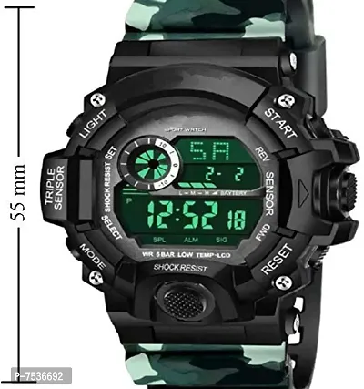 Acnos Brand - A Digital Watch Shockproof Multi-Functional Automatic Army Green Color Army Strap Waterproof Digital Sports Watch for Men's Kids Watch for Boys Watch for Men Pack of-1-thumb3