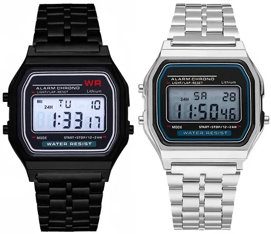 Stylish Stainless Digital Watches For Men Pack Of 2