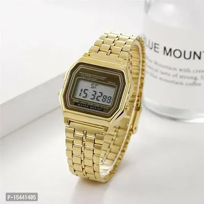 Acnos Brand Digital Gold Vintage Square Dial Unisex Wrist Watch for Men Women Pack Of 1 (WR-GOLD)-thumb3