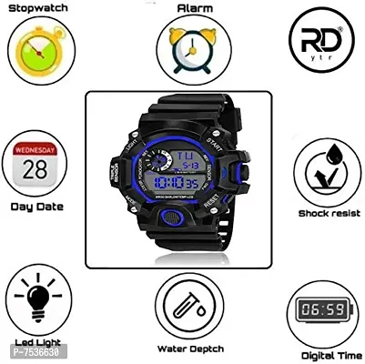 Acnos Brand - A Digital Watch with LED Shockproof Multi-Functional Automatic Blue Boader Black Waterproof Digital Sports Watch for Men's Kids Watch for Boys - Watch for Men Pack of 2-thumb4