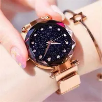 Acnos Black Round Diamond Dial with Latest Generation Purple  Rosegold Magnet Belt Analogue Watch for Women Pack of - 2 (DM-PURPLE-ROSEGOLD05)-thumb4