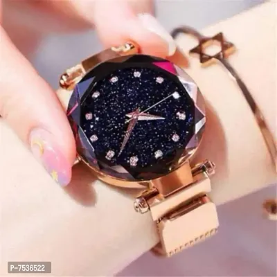 Acnos Black Round Diamond Dial with Latest Generation Purple  Rosegold Magnet Belt Analogue Watch for Women Pack of - 2 (DM-PURPLE-ROSEGOLD05)-thumb5