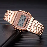 Acnos 2 Combo Digital Silver RoseGold Vintage Square Dial Unisex Water Resist Watch for Men Women Pack Of 2 (WR70)-thumb2