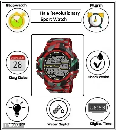 Acnos Brand - A Digital Boy's Watch (Black Dial, Red Strap)-thumb3