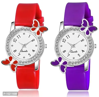 Stylish Multicoloured Silicone Analog Watches For Women Pack Of 2