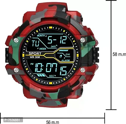 Acnos Brand - A Digital Boy's Watch (Black Dial, Red Strap)-thumb4