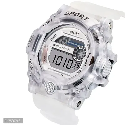 Acnos Brand - A Digital Alram Time Day Second Shockproof Multi-Functional Automatic White Silver Waterproof Digital Sports Watch for Men's Kids Watch for Boys Watch for Men Pack of 1-thumb3