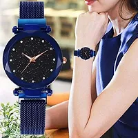 Acnos Brand - A Brand Watches with Bracelet for The Special Day and Wishes Blue Colors Round Diamond Dial Magnet Watches with Bracelet !-thumb2