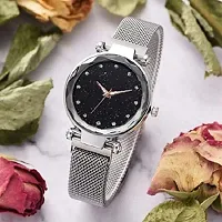 Acnos Brand - A Brand Watches with Bracelet for The Special Day and Wishes Silver Colors Round Diamond Dial Magnet Watches with Bracelet !-thumb4