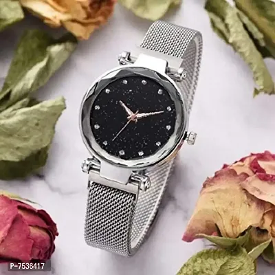 Acnos Brand - A Brand Watches with Bracelet for The Special Day and Wishes Silver Colors Round Diamond Dial Magnet Watches with Bracelet !-thumb5