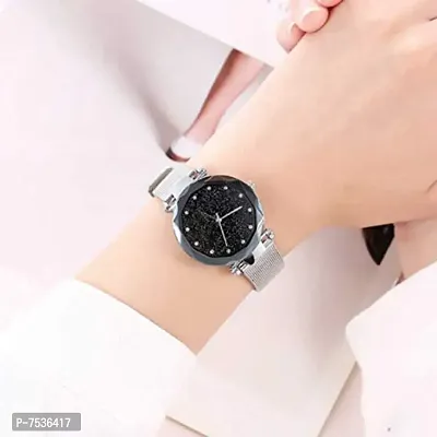 Acnos Brand - A Brand Watches with Bracelet for The Special Day and Wishes Silver Colors Round Diamond Dial Magnet Watches with Bracelet !-thumb4