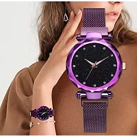 Acnos Brand - A Brand Watches with Bracelet for The Special Day and Wishes Purple Colors Round Diamond Dial Magnet Watches with Bracelet !-thumb2