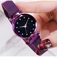 Acnos Brand - A Brand Watches with Bracelet for The Special Day and Wishes Purple Colors Round Diamond Dial Magnet Watches with Bracelet !-thumb4