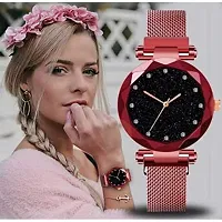 Acnos Brand - A Brand Watches with Bracelet for The Special Day and Wishes Red Colors Round Diamond Dial Magnet Watches with Bracelet !-thumb2