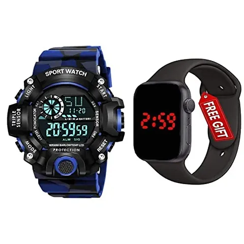 Acnos Digital Dial Shockproof Multi-Functional Automatic 5 Color Army Strap Waterproof Digital Sport Watch for Mens Kids Watch for Boys - Watches for Men Pack of 2