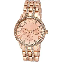 Acnos Branded Rose Gold Diamond Watch with Diamond Rose Gold Bracelet for Girls Watch for Women Pack of 2-thumb2