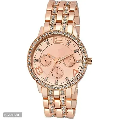 Acnos Branded Rose Gold Diamond Watch with Diamond Rose Gold Bracelet for Girls Watch for Women Pack of 2-thumb3