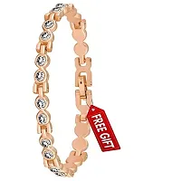 Acnos Branded Rose Gold Diamond Watch with Diamond Rose Gold Bracelet for Girls Watch for Women Pack of 2-thumb1