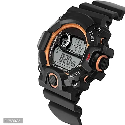 Acnos Brand - A Digital Watch with Square LED Shockproof Multi-Functional Automatic Orange Boader Black Waterproof Digital Sports Watch for Men's Kids Watch for Boys - Watch for Men Pack of 2-thumb3