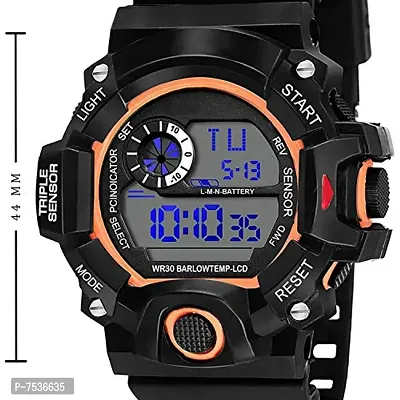 Acnos Brand - A Digital Watch with Square LED Shockproof Multi-Functional Automatic Orange Boader Black Waterproof Digital Sports Watch for Men's Kids Watch for Boys - Watch for Men Pack of 2-thumb5