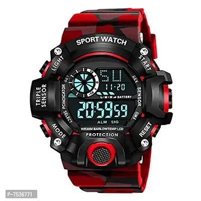 Acnos Brand - A Digital Watch with Square LED Shockproof Multi-Functional Automatic Red Color Army Strap Waterproof Digital Sports Watch for Men's Kids Watch for Boys Watch for Men Pack of 2-thumb3