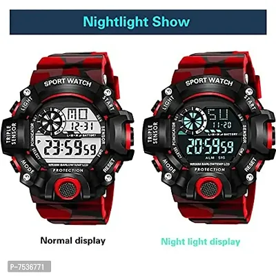 Acnos Brand - A Digital Watch with Square LED Shockproof Multi-Functional Automatic Red Color Army Strap Waterproof Digital Sports Watch for Men's Kids Watch for Boys Watch for Men Pack of 2-thumb5