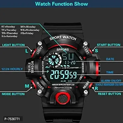 Acnos Brand - A Digital Watch with Square LED Shockproof Multi-Functional Automatic Red Color Army Strap Waterproof Digital Sports Watch for Men's Kids Watch for Boys Watch for Men Pack of 2-thumb4