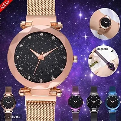 Acnos Rose-Gold Magnet Strap Analogue Women's and Girls Watch Sweet Heart Rose-Gold Bracelet Combo for Girl's  Women's Watch (Set of 2)-thumb5