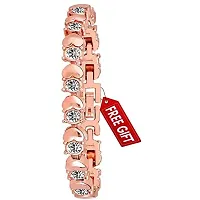 Acnos Rose-Gold Magnet Strap Analogue Women's and Girls Watch Sweet Heart Rose-Gold Bracelet Combo for Girl's  Women's Watch (Set of 2)-thumb1